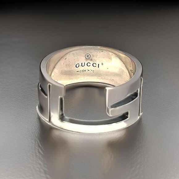 Gucci Estate Ring Size 5.5 Sterling Silver Height 8 mm G28 - Picture 8 of 11